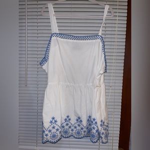 Brand New white convertible tank top with blue detailing